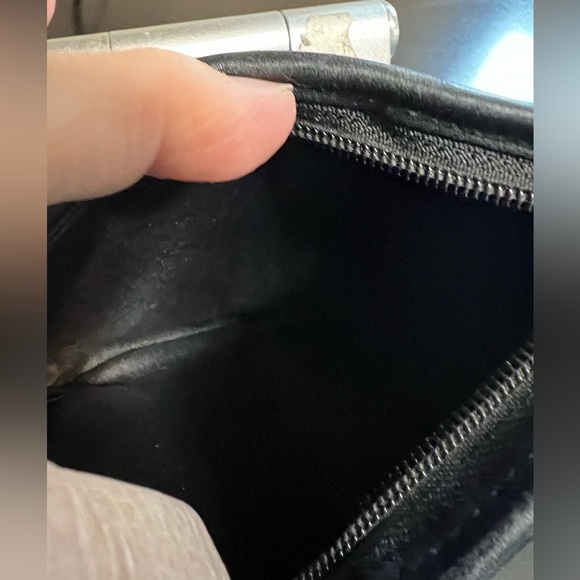 Coach signature black canvas logo leather trim wristlet. Outer slip pocket. - Picture 5 of 6